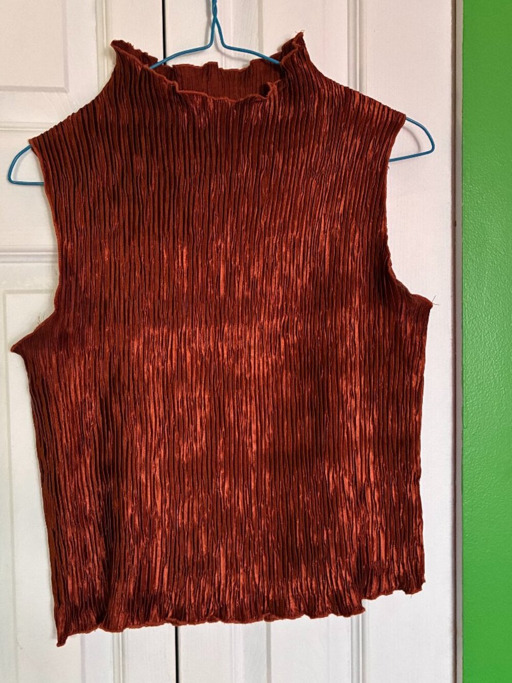 Mock Neck Sleeveless Vintage Copper Blouse Size S/M